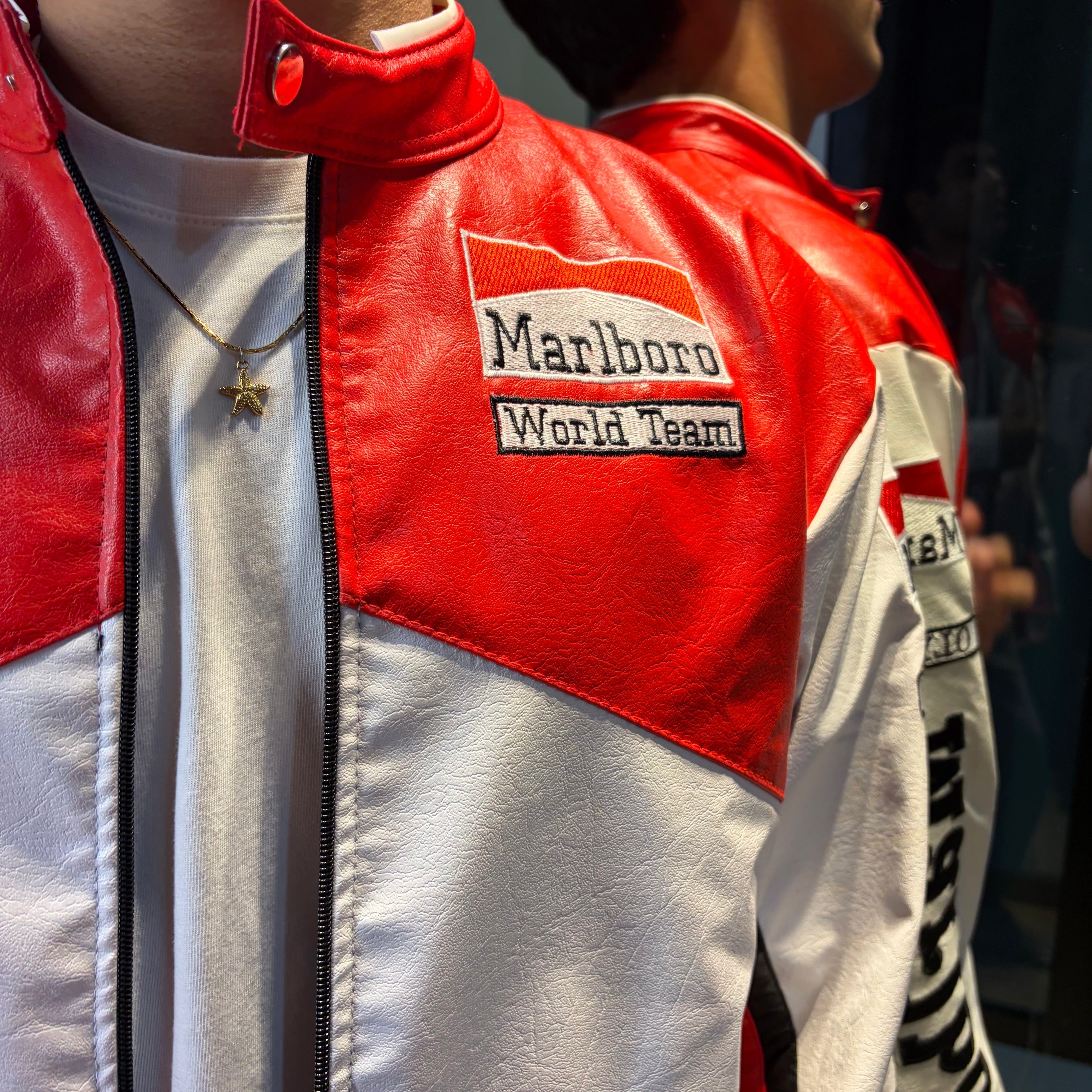 Marlboro White Red Leather Jacket