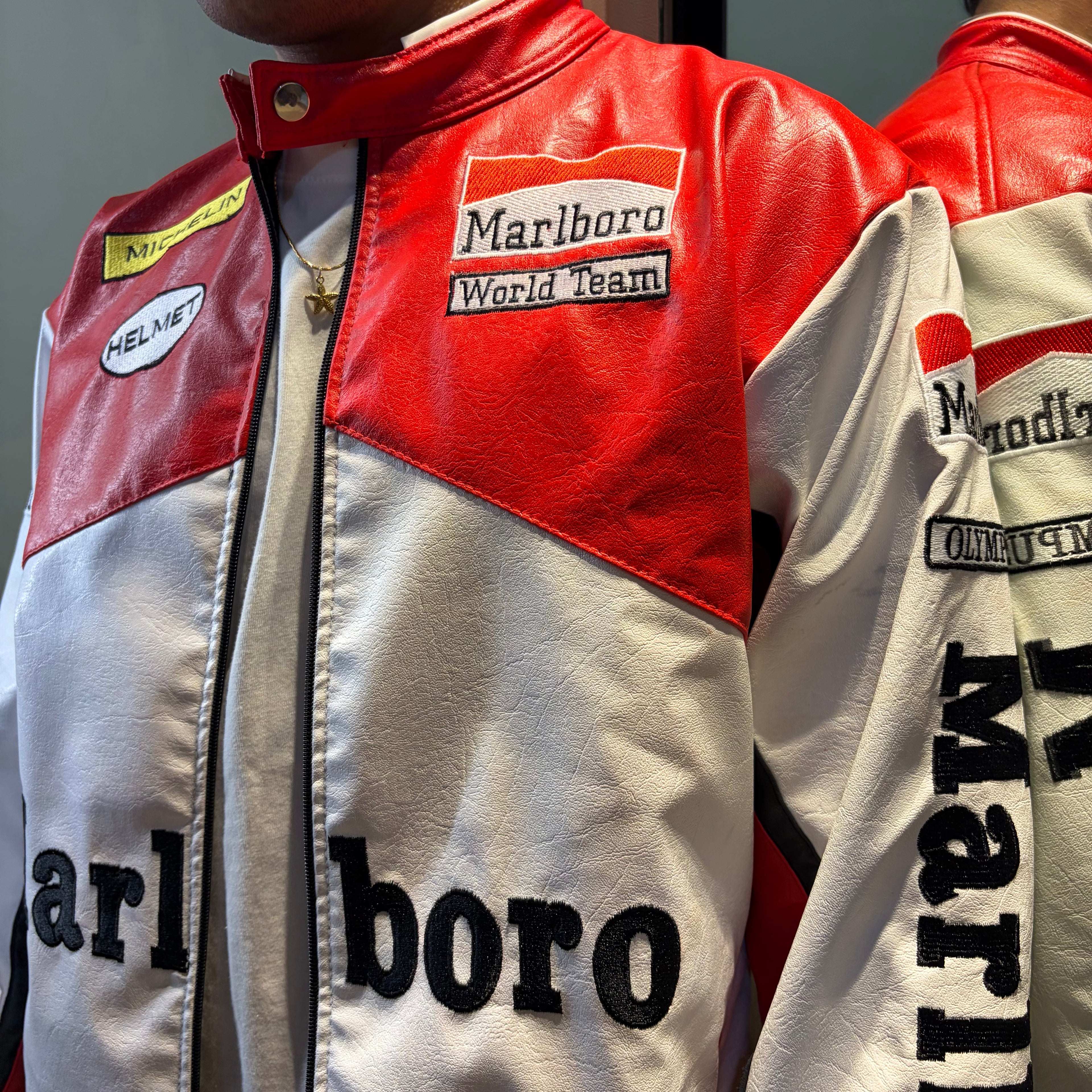 Marlboro White Red Leather Jacket