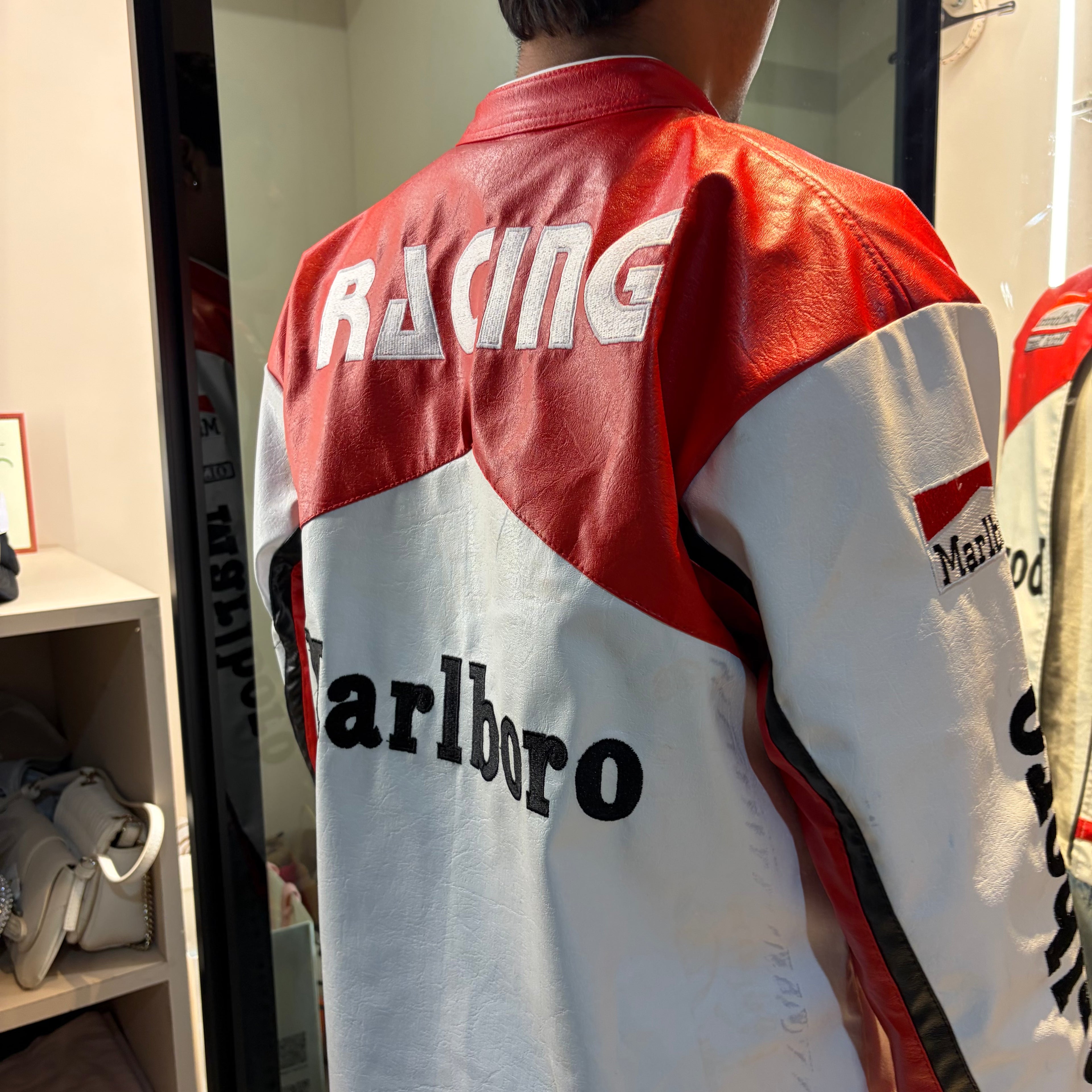Marlboro White Red Leather Jacket