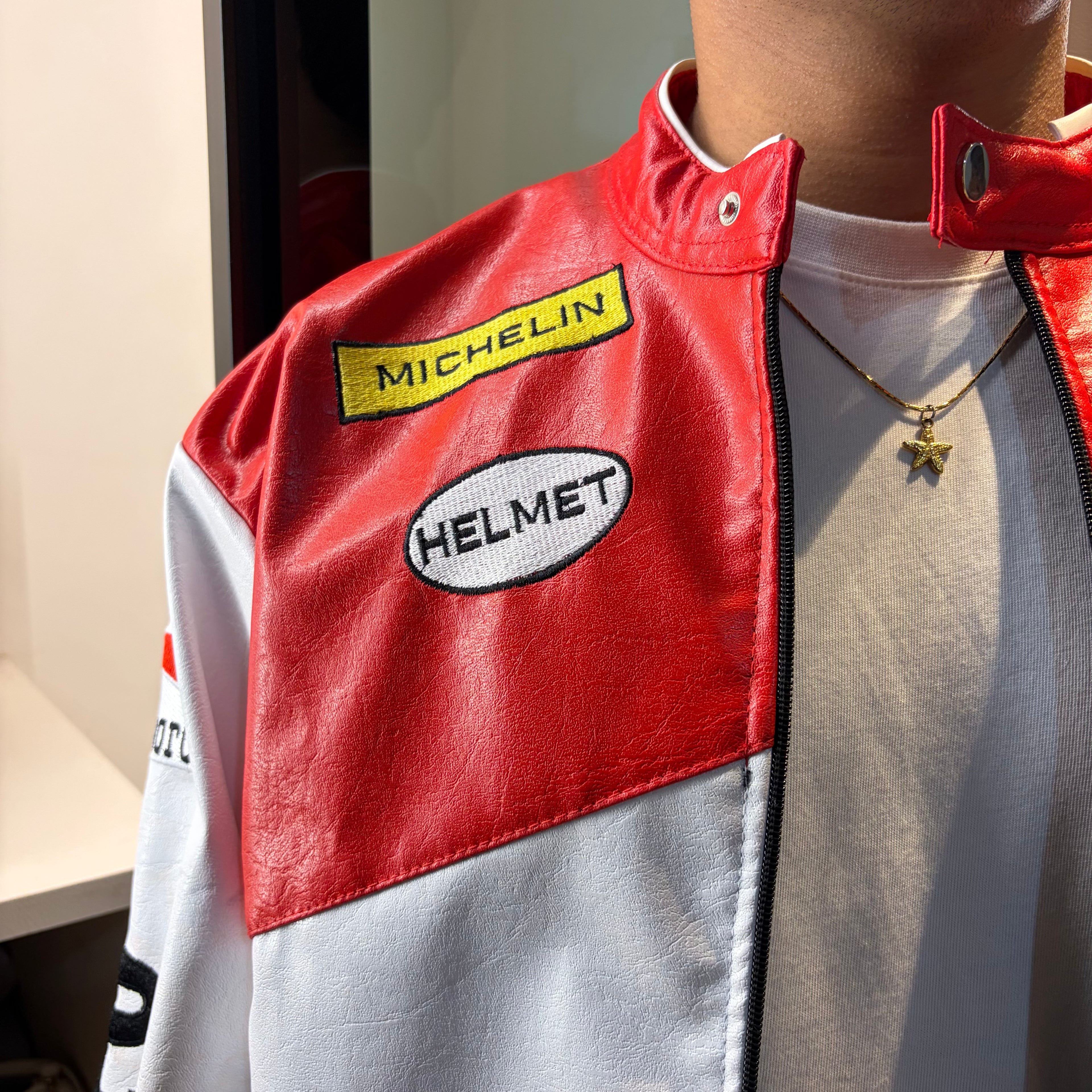 Marlboro White Red Leather Jacket