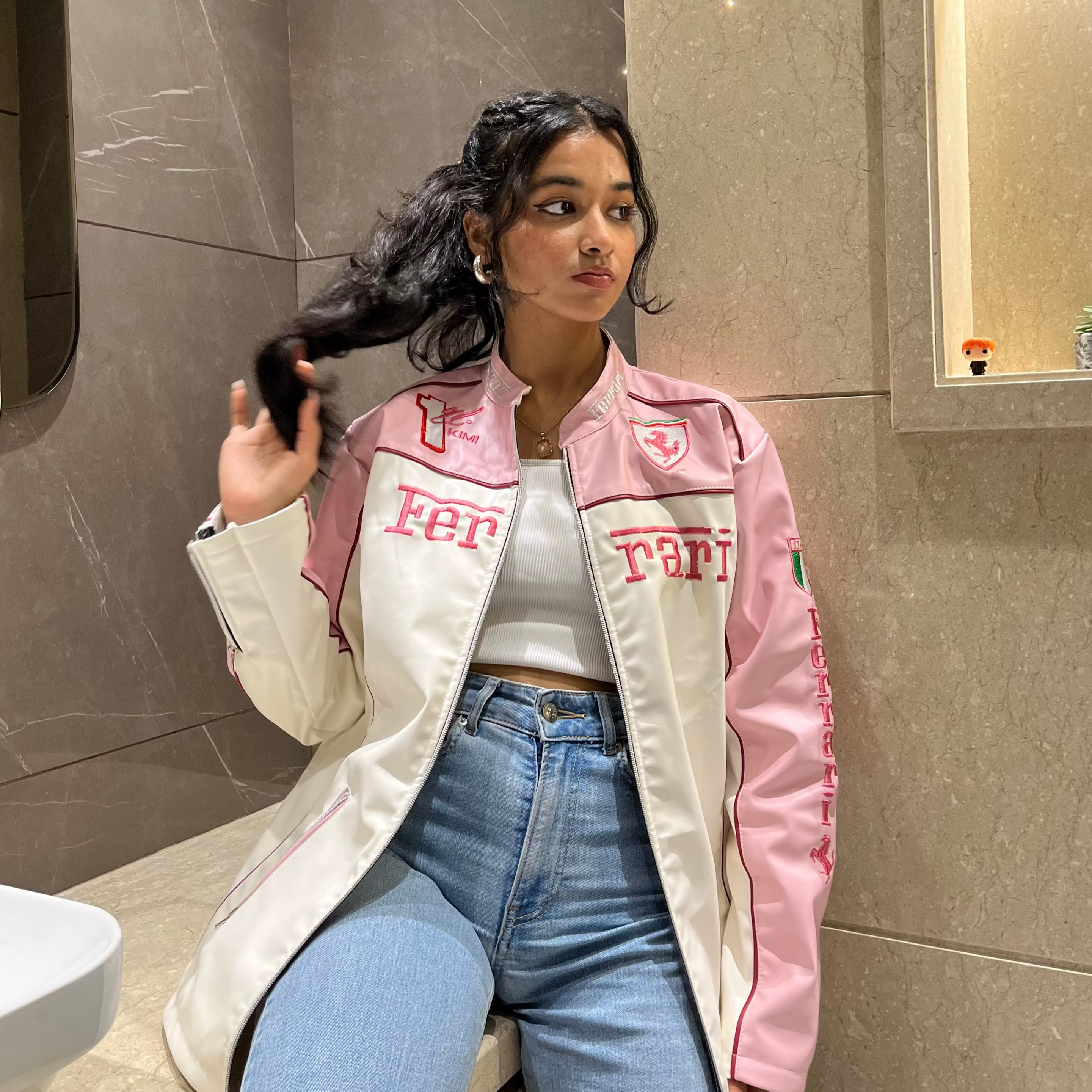 Pink Ferrari Leather Jacket