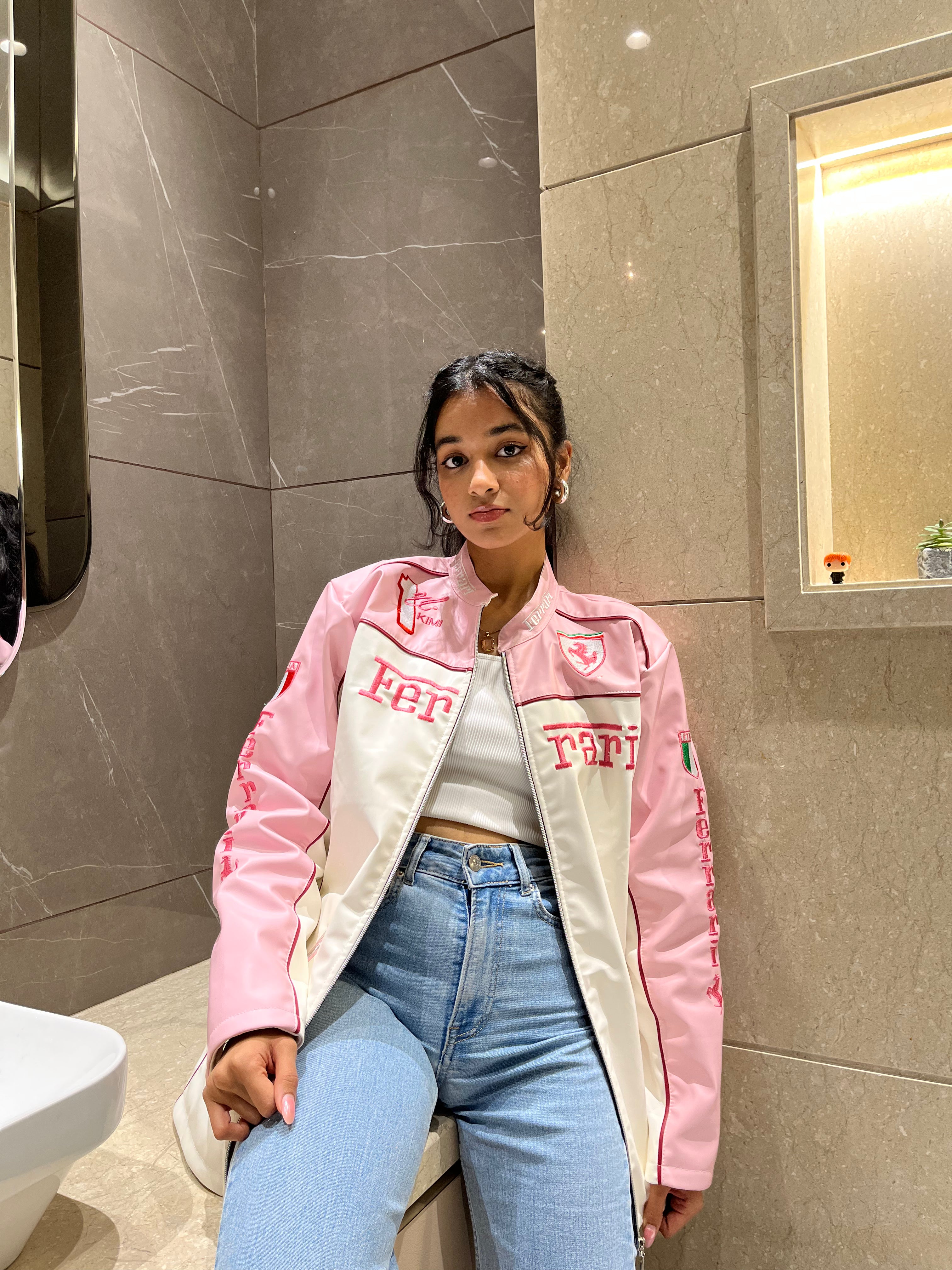 Pink Ferrari Leather Jacket
