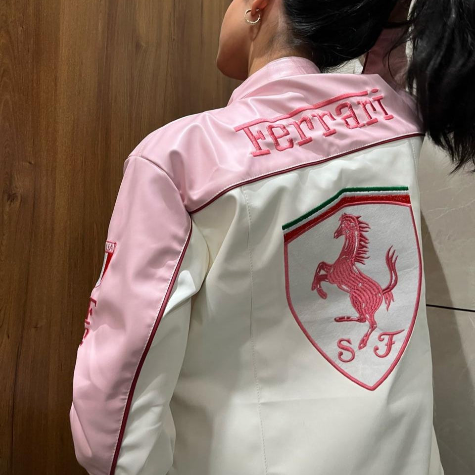 Pink Ferrari Leather Jacket